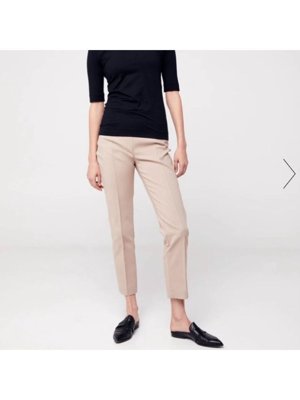 AKRIS PUNTO cotton blend cropped pants trousers pockets back closure beige sz 8